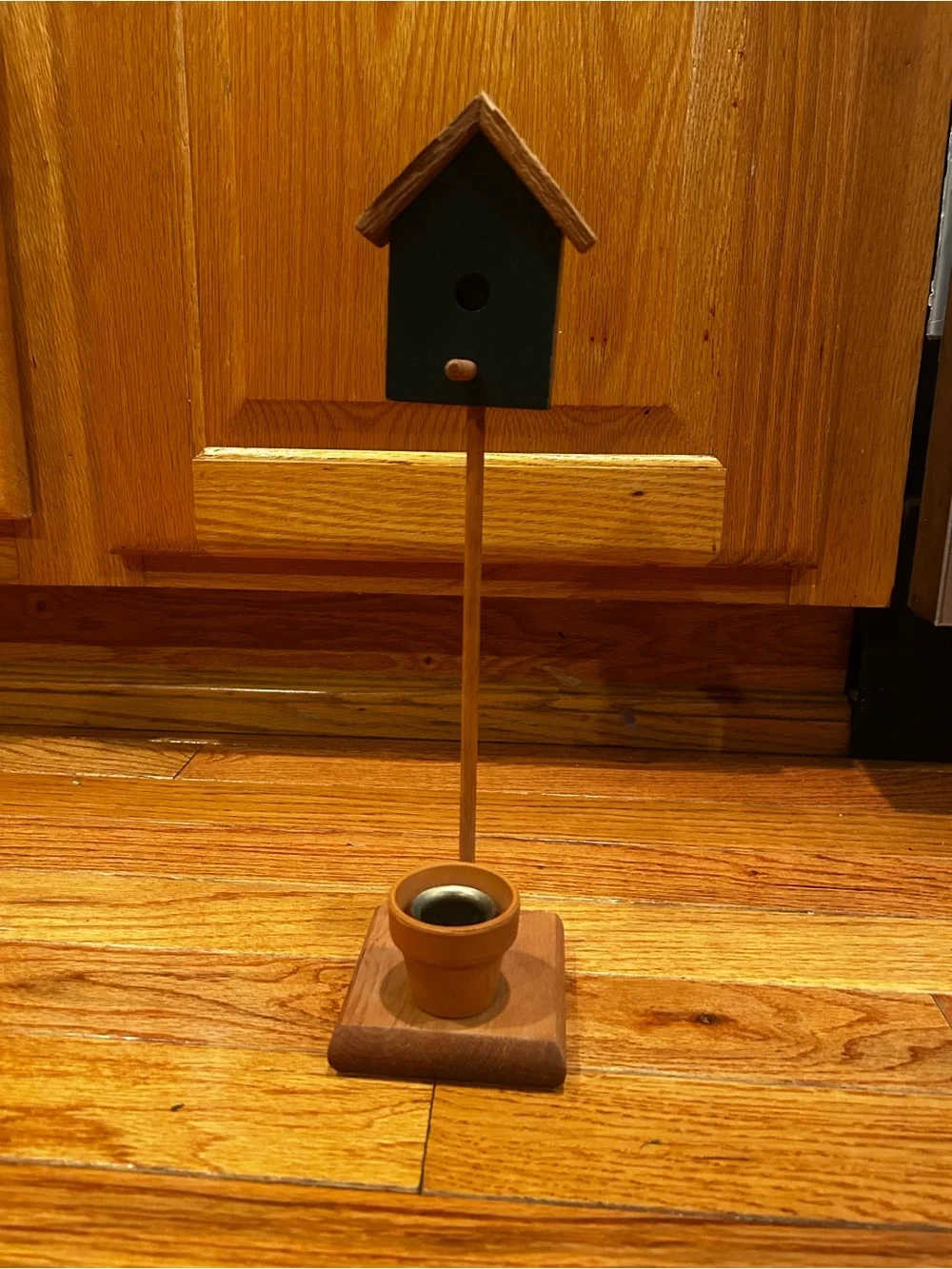 Bird house tapered candle holder